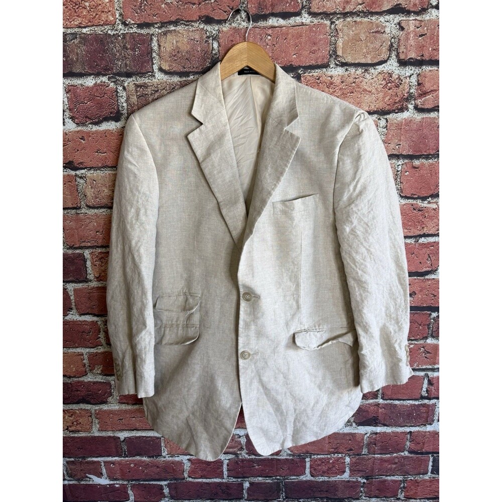 MURANO Linen Blazer Jacket Mens Size Medium Beige Button Front Casual